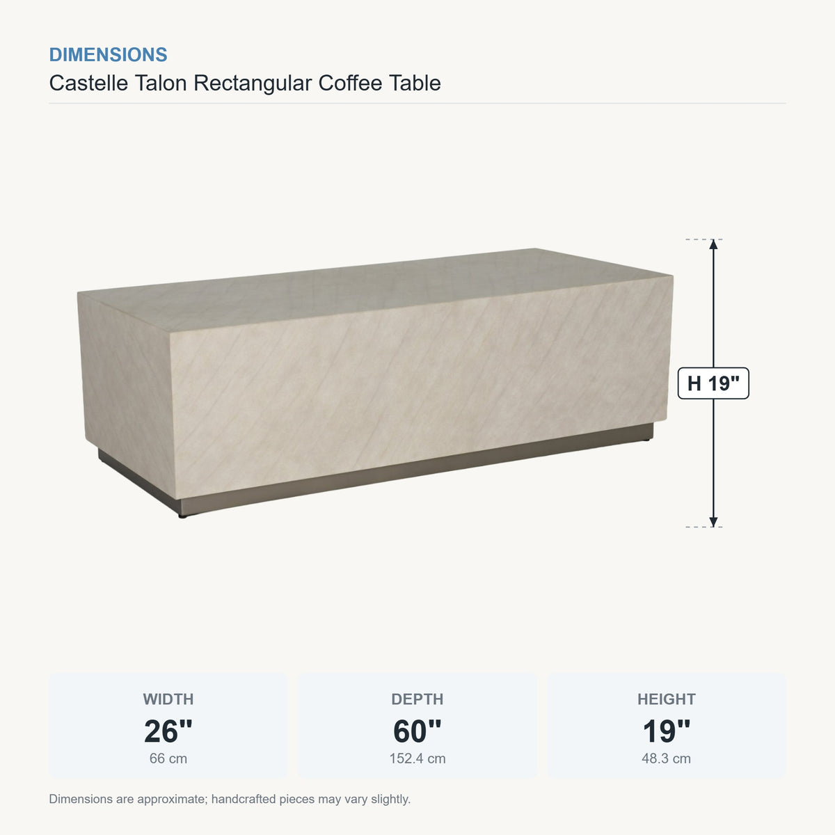 Castelle Talon Rectangular Coffee Table dimensions