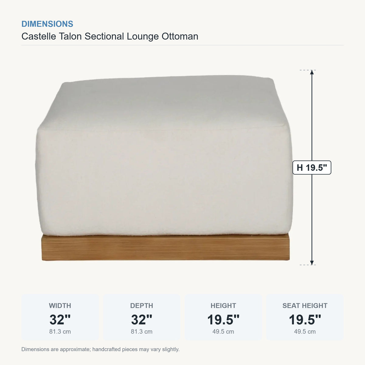 Castelle Talon Sectional Lounge Ottoman dimensions