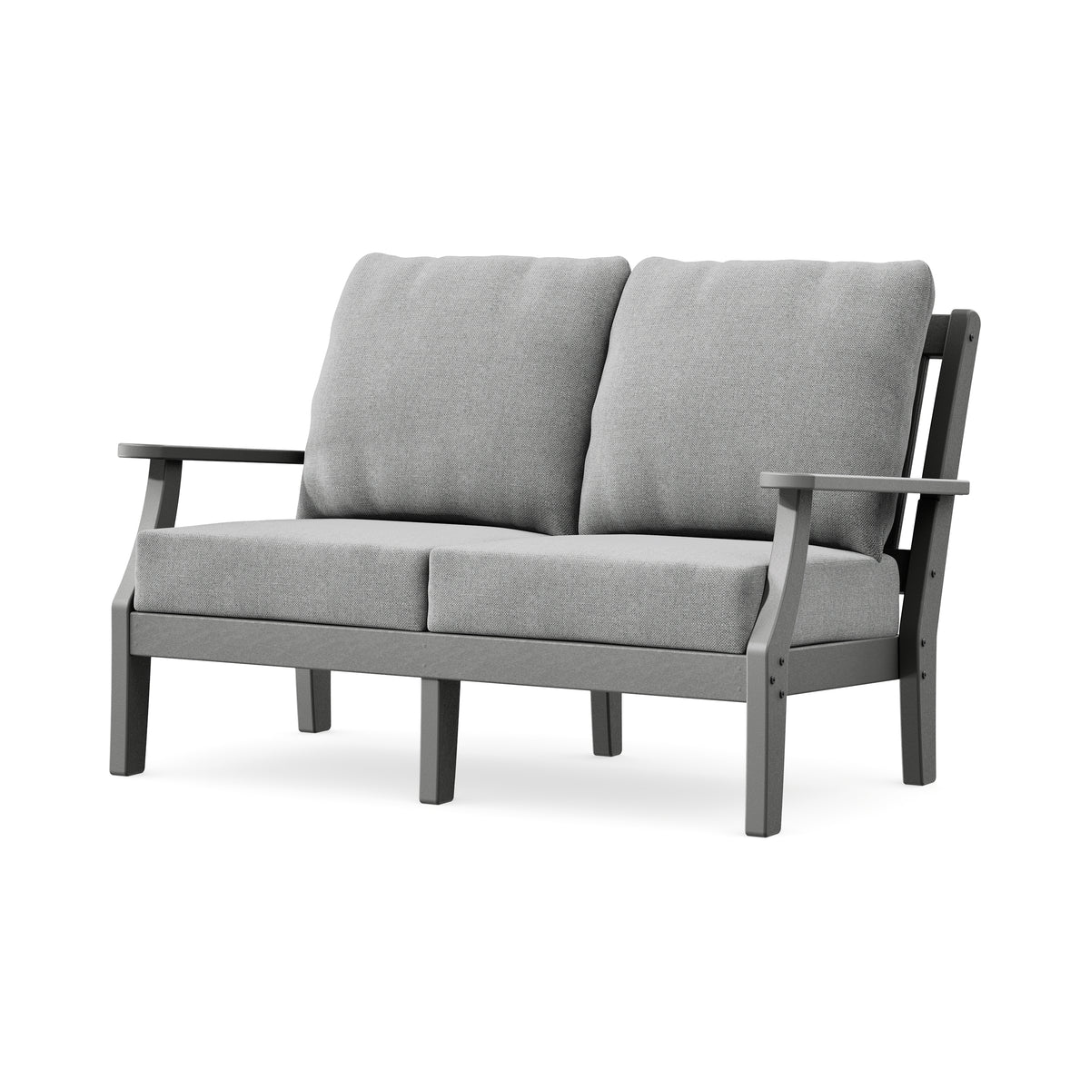 POLYWOOD Chinoiserie Deep Seating Loveseat in Slate Grey / Grey Mist