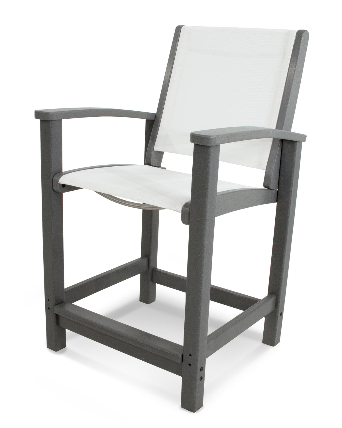 POLYWOOD Coastal Counter Chair in Slate Grey / White