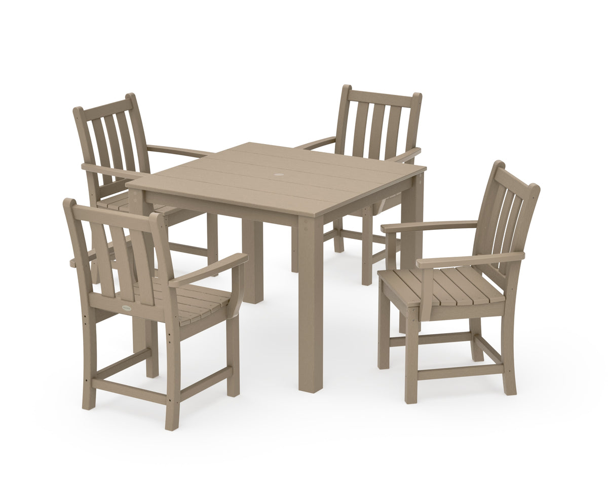 POLYWOOD Traditional Garden 5-Piece Parsons Dining Set in Vintage Sahara