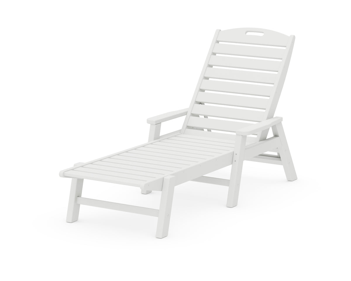 POLYWOOD Nautical Chaise with Arms in White