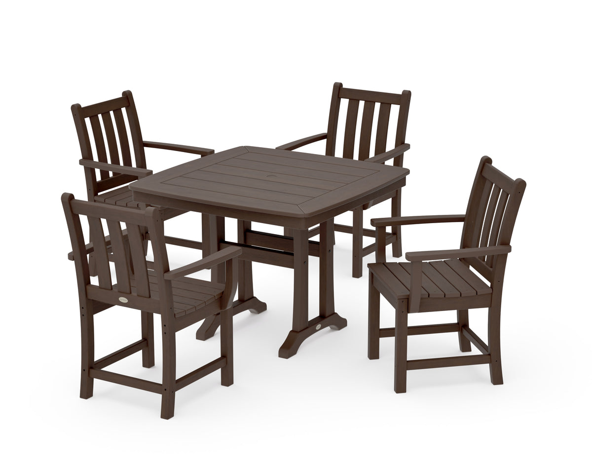 POLYWOOD Traditional Garden 5-Piece Dining Set with Trestle Legs - 37" Table in Kona