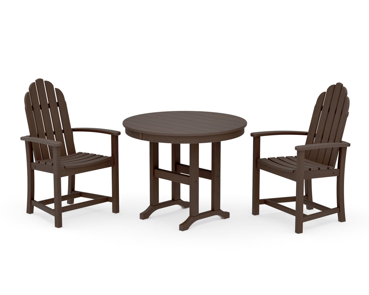 POLYWOOD Classic Adirondack 3-Piece Round Dining Set in Kona