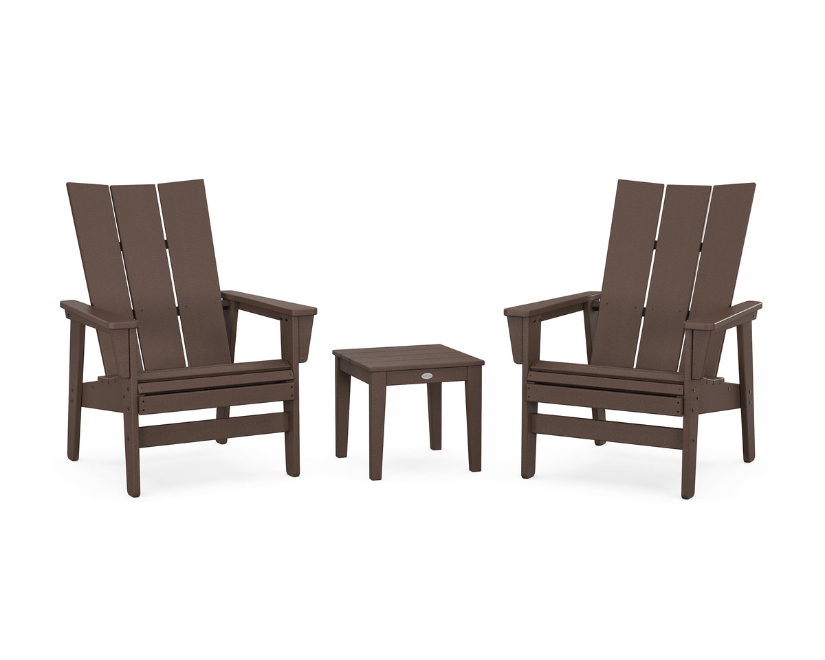 POLYWOOD 3-Piece Modern Grand Upright Adirondack Set in Mahogany