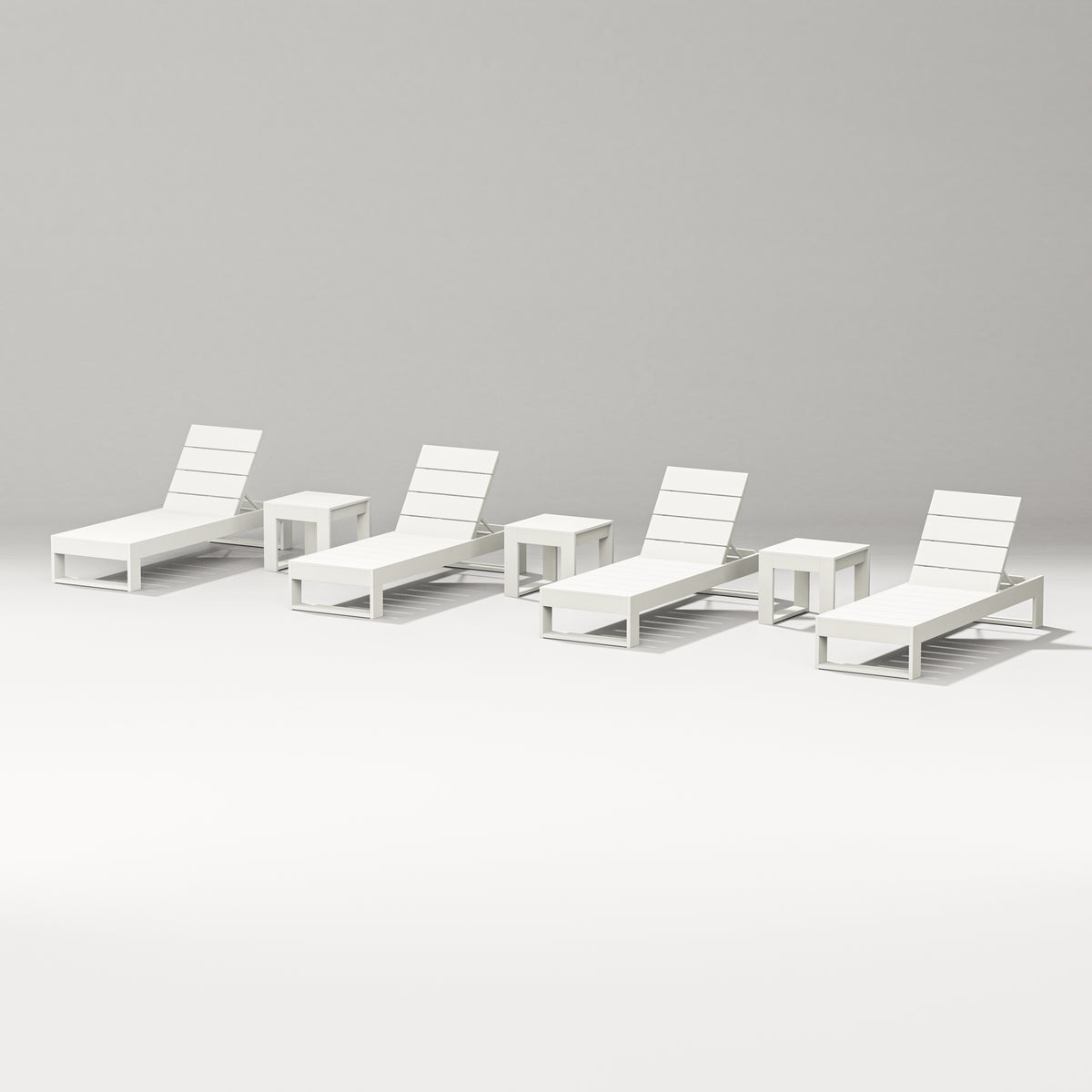 POLYWOOD PW Designer Series Latitude 7-Piece Lounge Chaise Set in Vintage White