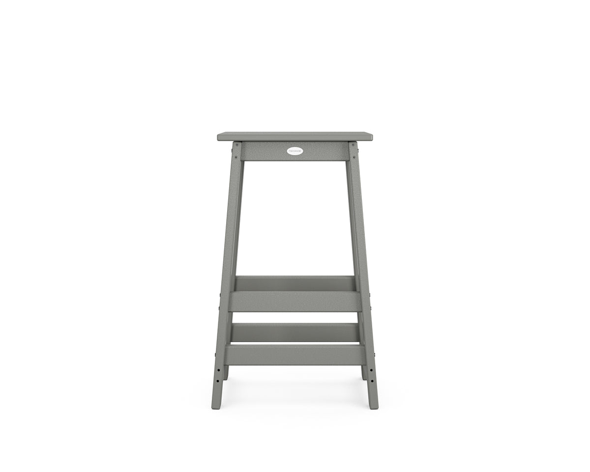 Angled view of the POLYWOOD Modern Studio Bar Stool in Slate Grey