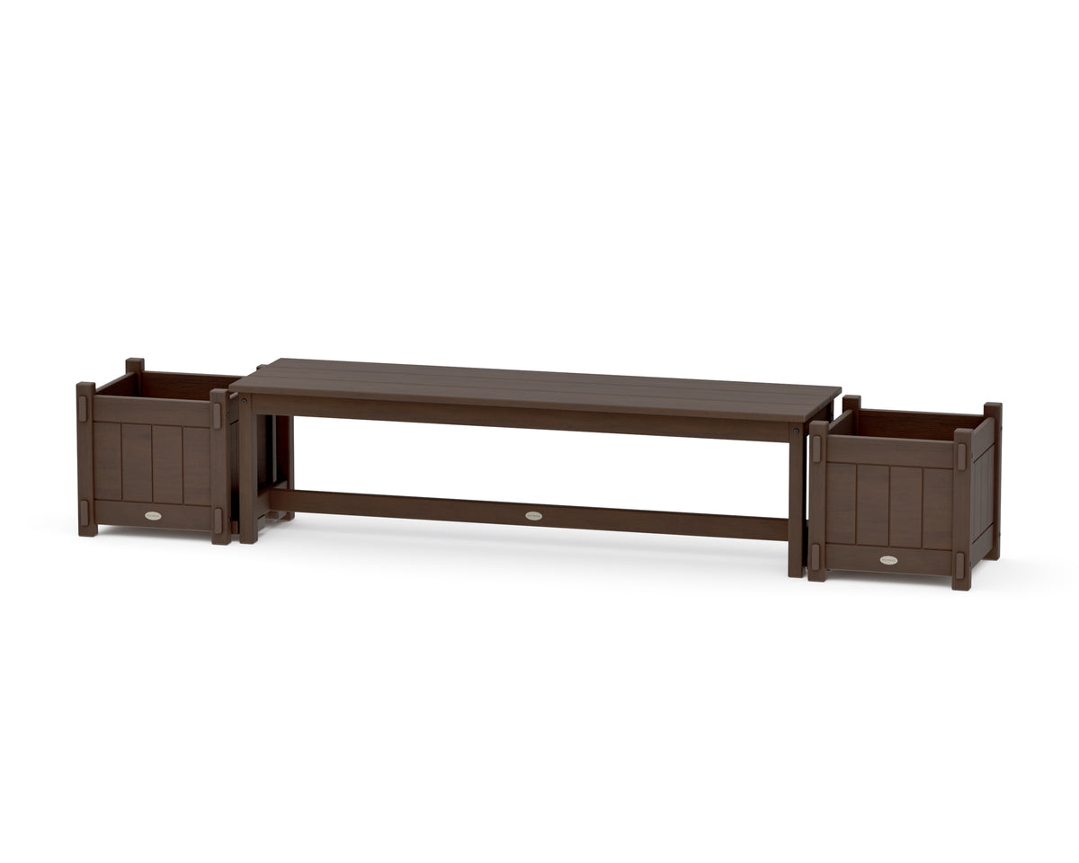 POLYWOOD 60" Vineyard Straight Planter Bench Set in Kona