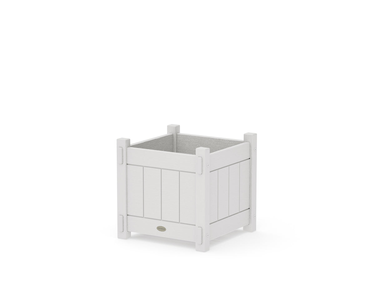 POLYWOOD Vineyard Square Planter Box in Vintage White