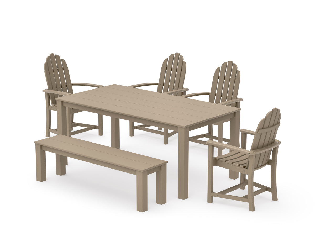 POLYWOOD Classic Adirondack 6-Piece Parsons Dining Set with Bench in Vintage Sahara