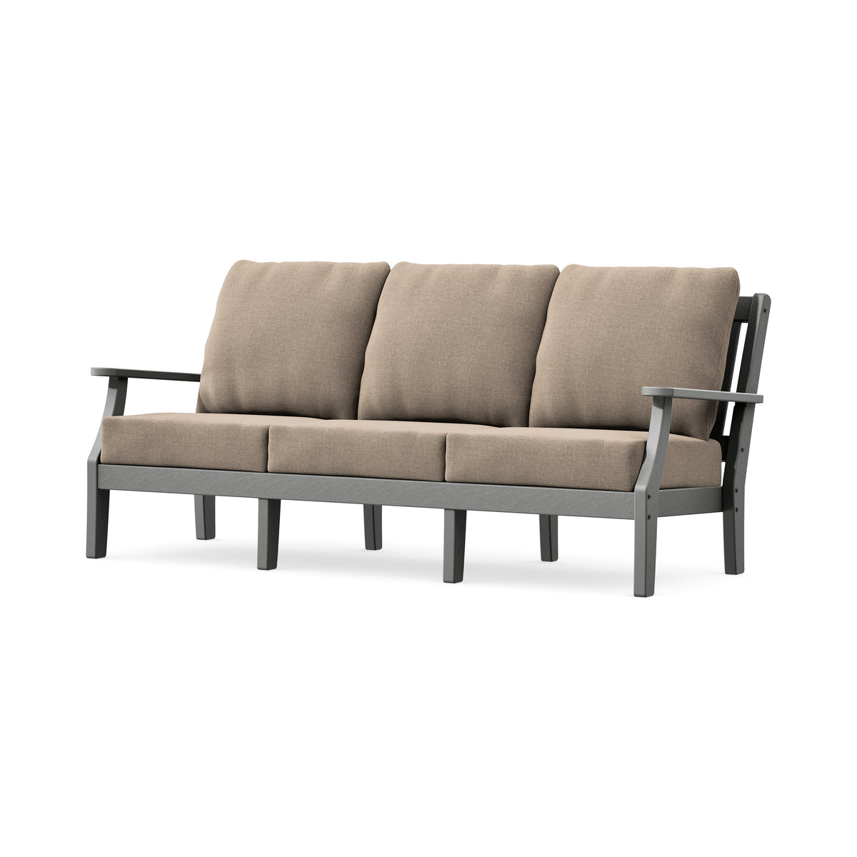 POLYWOOD Chinoiserie Deep Seating Sofa in Slate Grey / Spiced Burlap