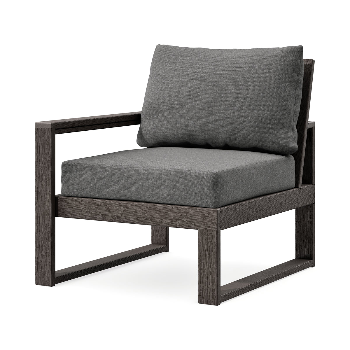 POLYWOOD EDGE Modular Left Arm Chair in Vintage Coffee / Ash Charcoal