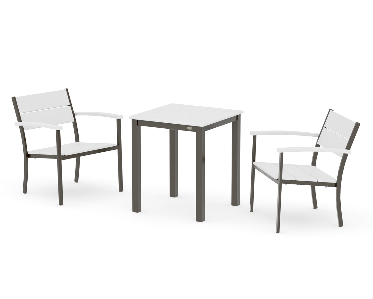 POLYWOOD Main Street 3-Piece Square Dining Set in Bronze / White