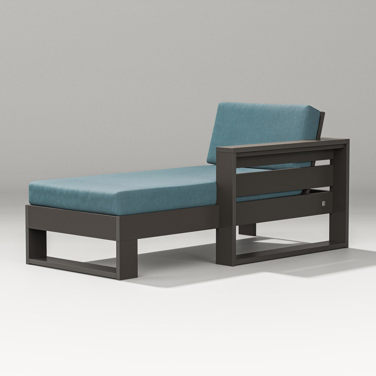 POLYWOOD Latitude Modular Right Arm Chaise in Vintage Coffee / Ocean Teal
