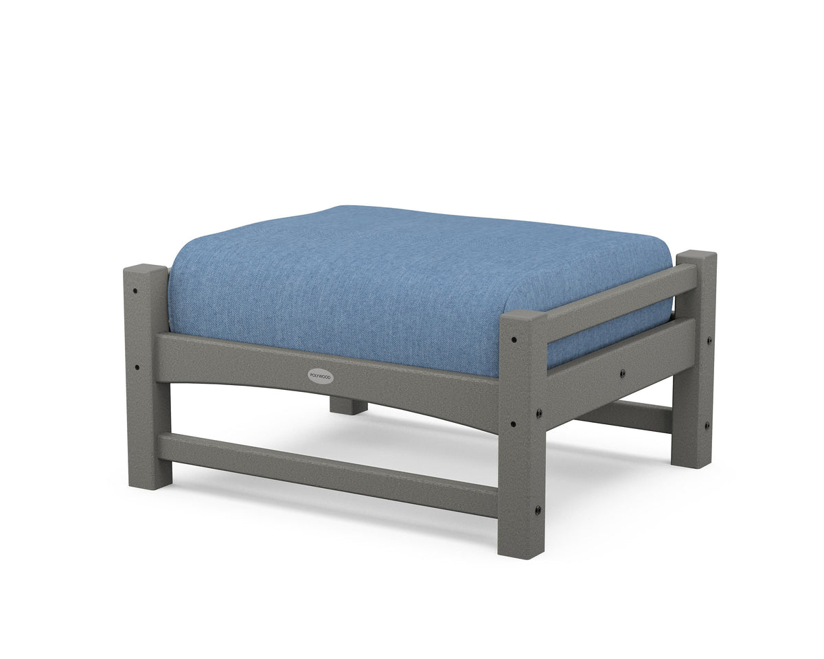 POLYWOOD Club Ottoman in Slate Grey / Sky Blue