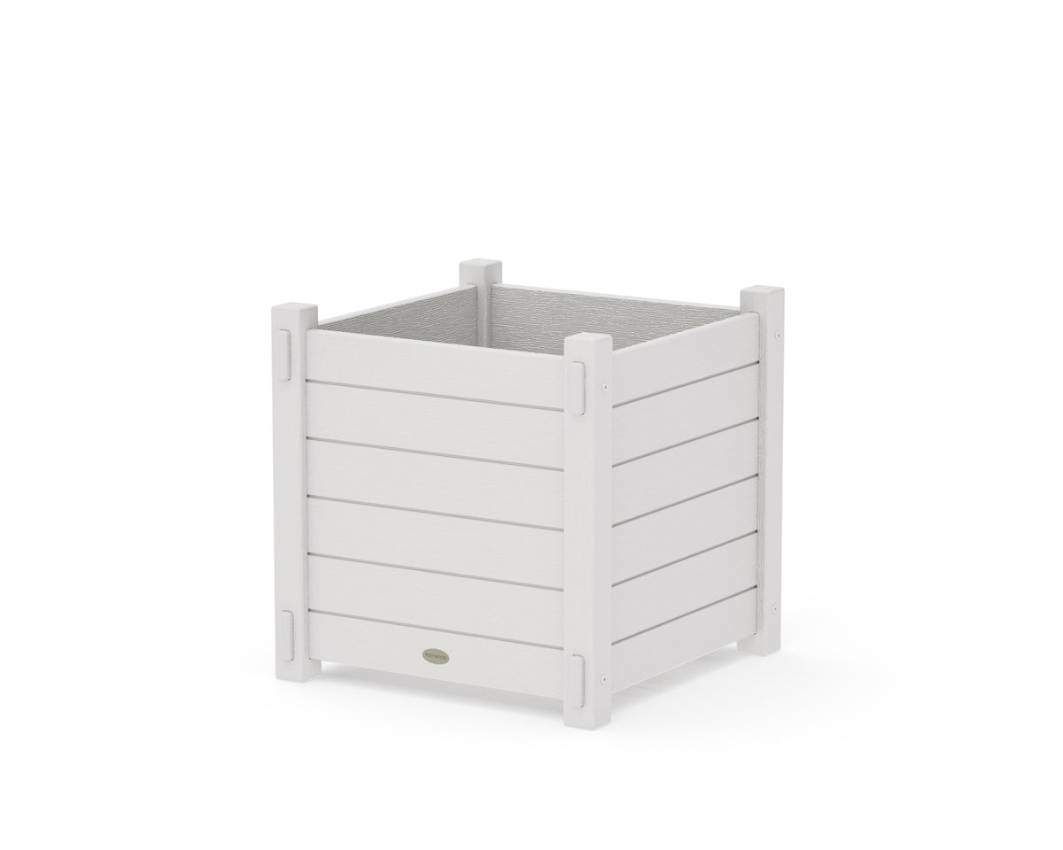POLYWOOD Nautical Large Square Planter Box in Vintage White