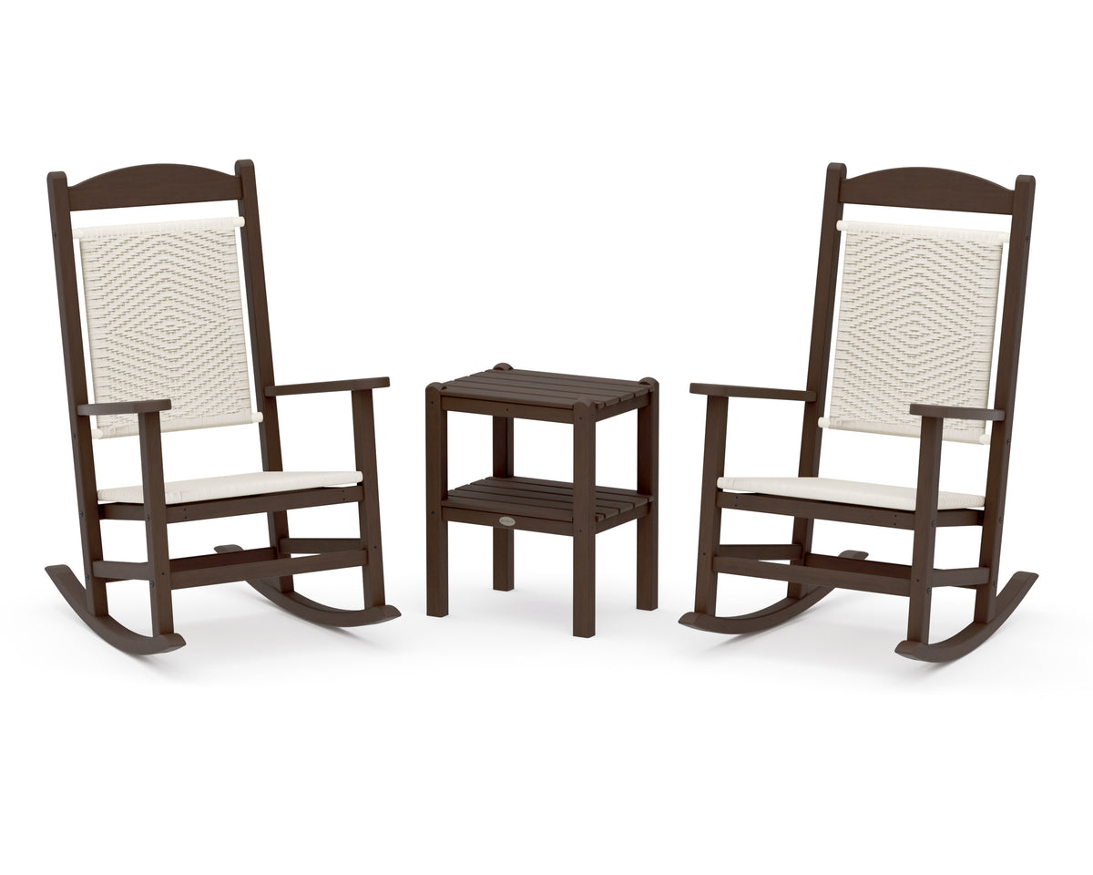 POLYWOOD Presidential Woven Rocker 3-Piece Set in Kona / White Loom