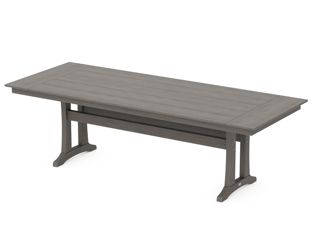 POLYWOOD Farmhouse Trestle 38" x 96" Dining Table in Driftwood