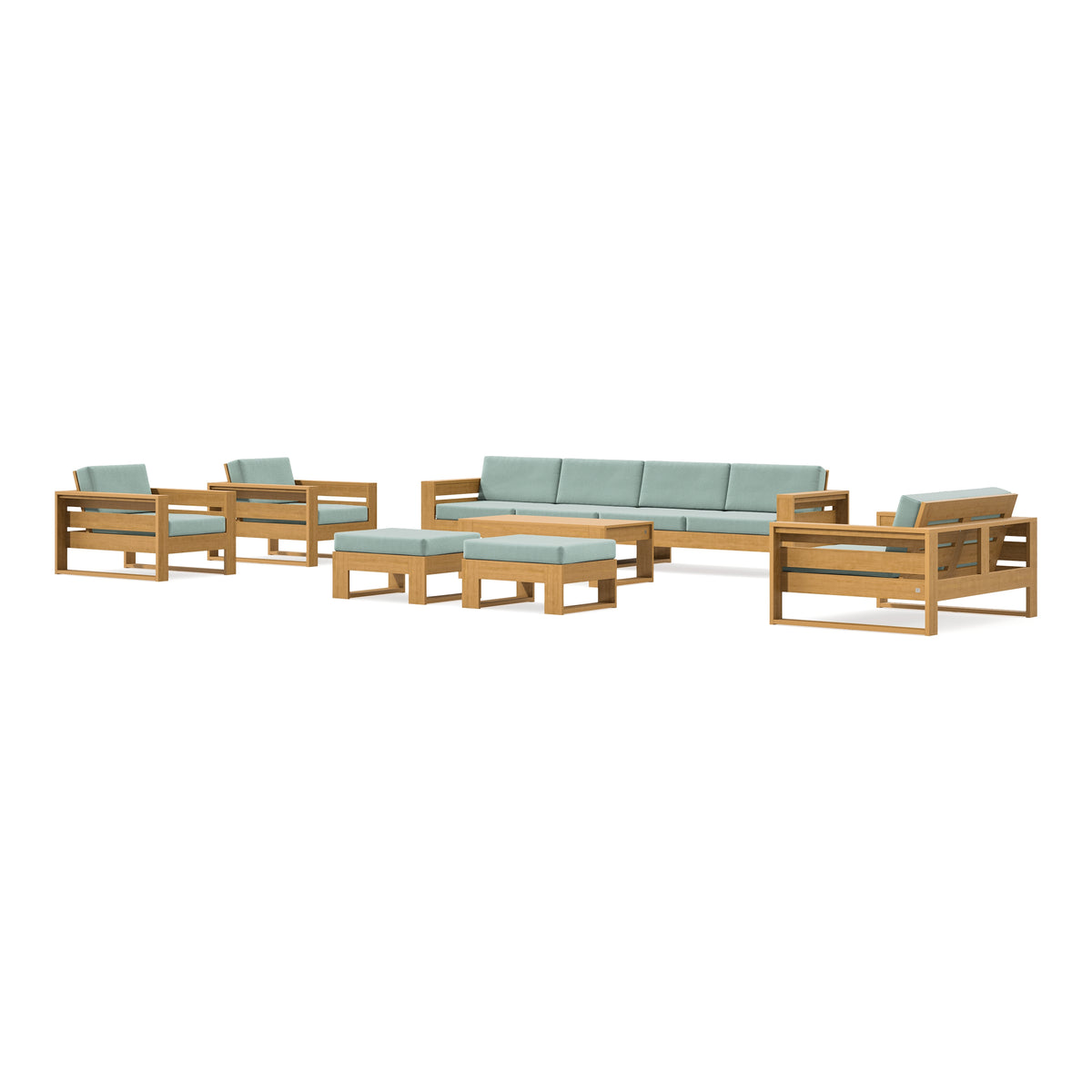 POLYWOOD PW Designer Series Latitude 8-Piece Lounge Sofa Set in Natural / Spa