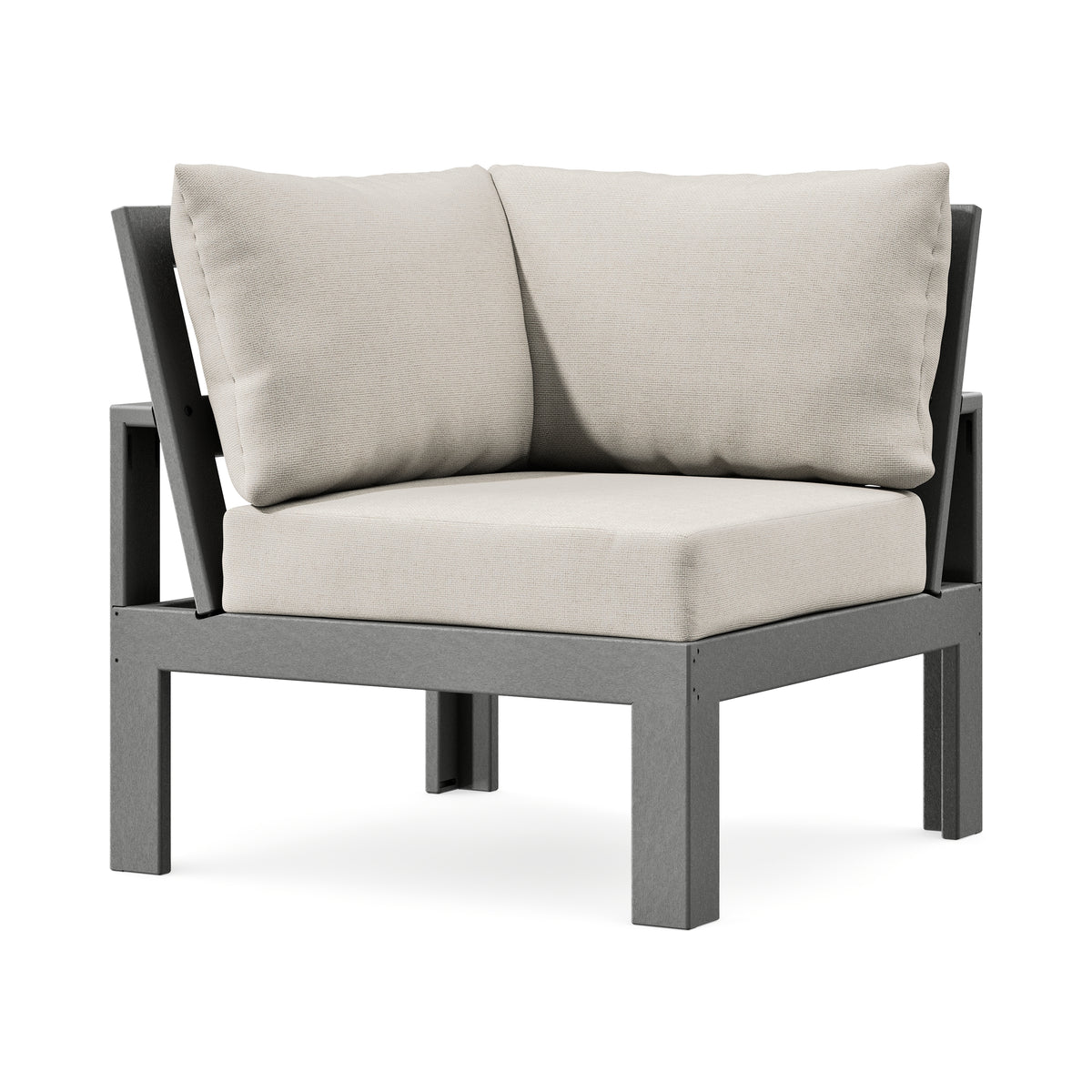 POLYWOOD Modular Corner Chair in Slate Grey / Dune Burlap