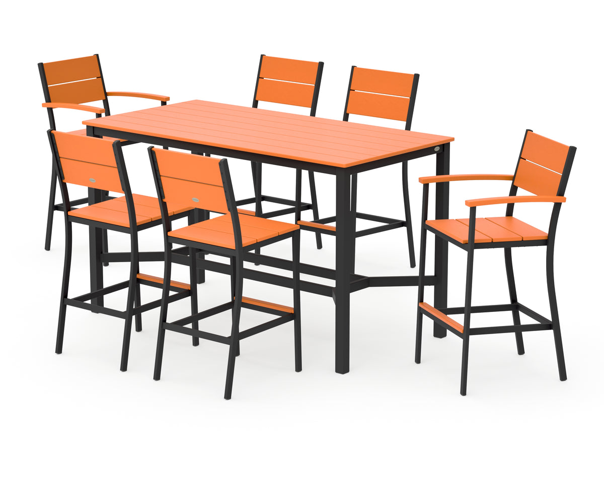 POLYWOOD Main Street 7-Piece Bar Set in Black / Tangerine
