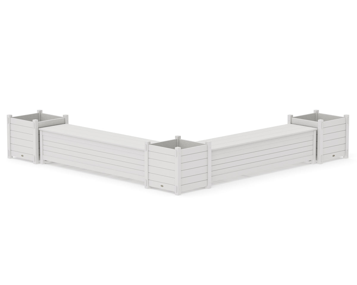 POLYWOOD 72" Nautical L-Shaped Planter Storage Bench Corner Set - Large in Vintage White