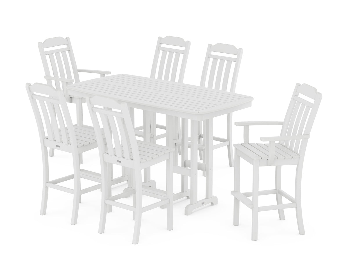 POLYWOOD Cottage 7-Piece Bar Set in White