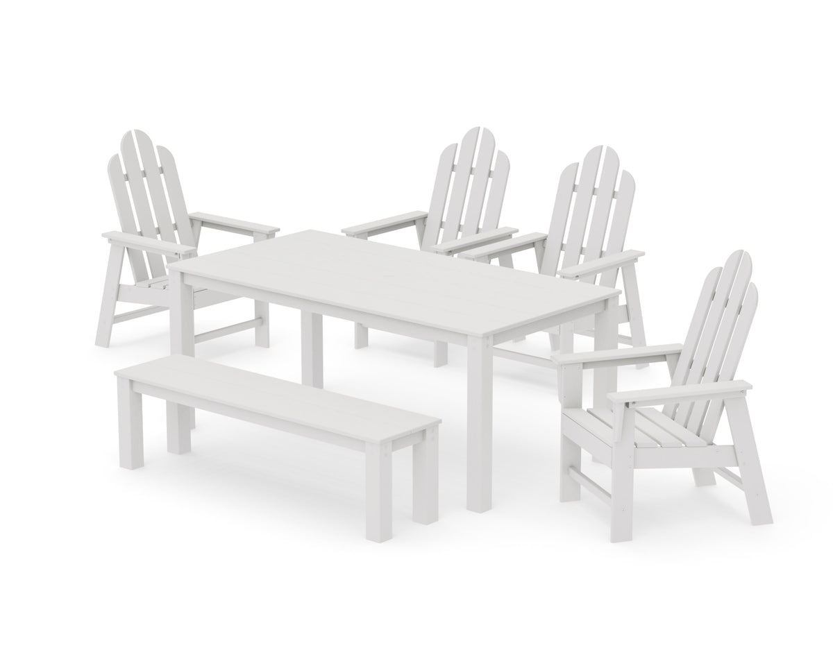 POLYWOOD Long Island 6-Piece Parsons Dining Set with Bench in Vintage White