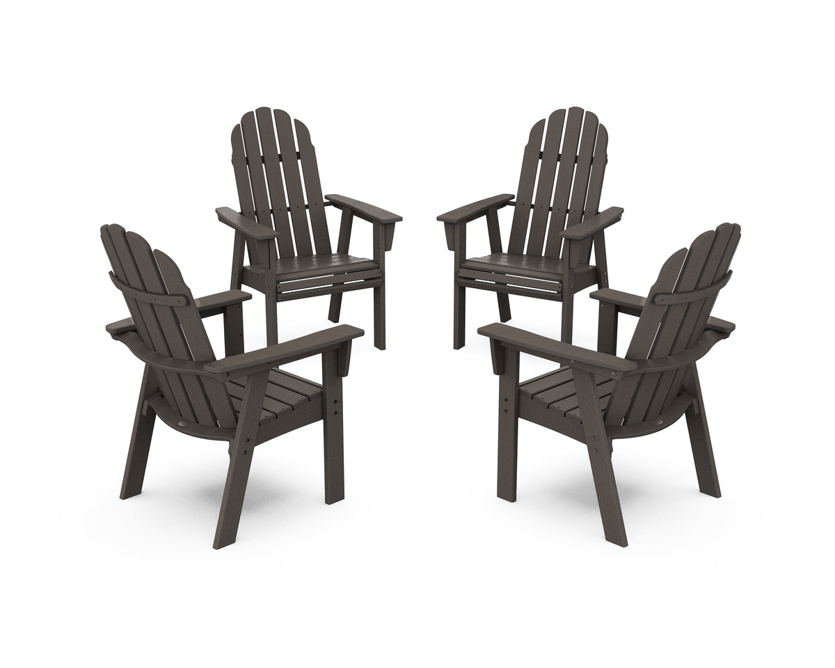 POLYWOOD Vineyard 4-Piece Curveback Upright Adirondack Conversation Set in Vintage Coffee