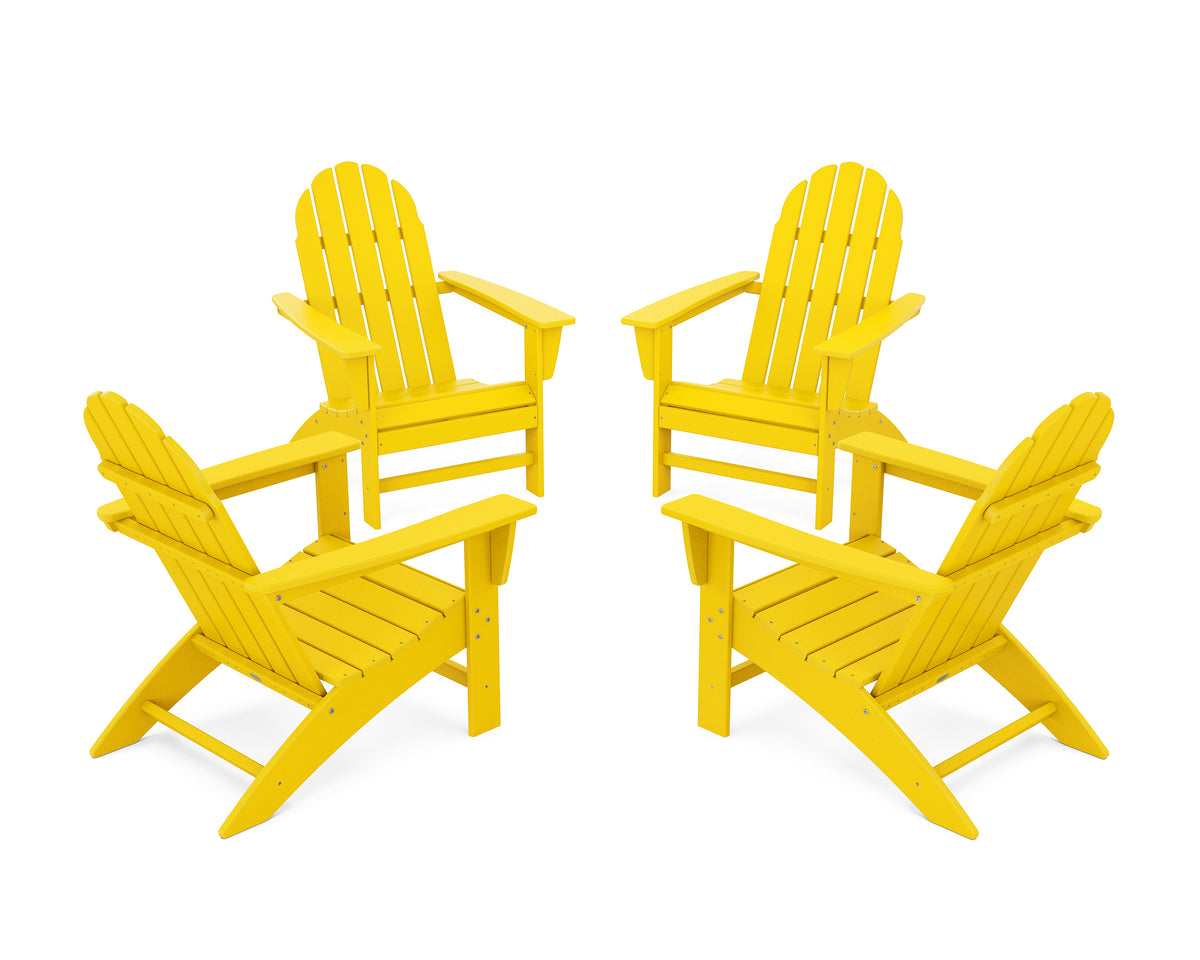 POLYWOOD Vineyard 4-Piece Adirondack Conversation Set in Lemon