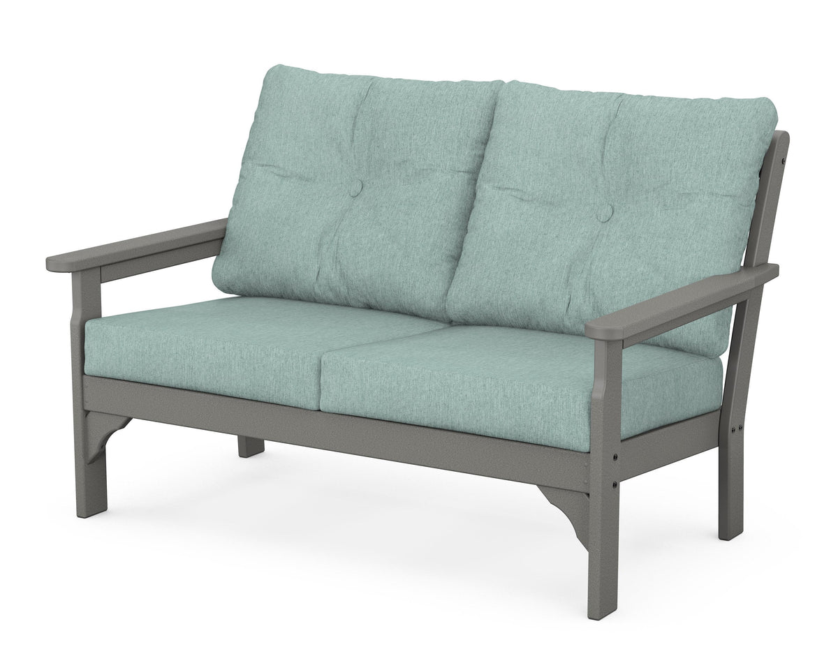 POLYWOOD Vineyard Deep Seating Loveseat in Slate Grey / Glacier Spa