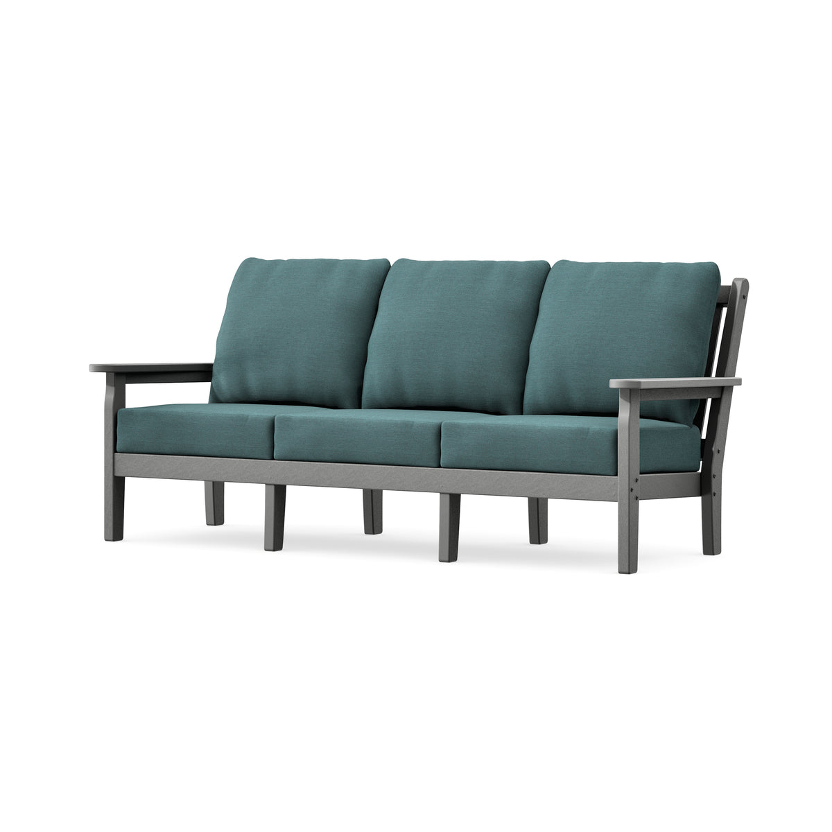 POLYWOOD Chippendale Deep Seating Sofa in Slate Grey / Ocean Teal