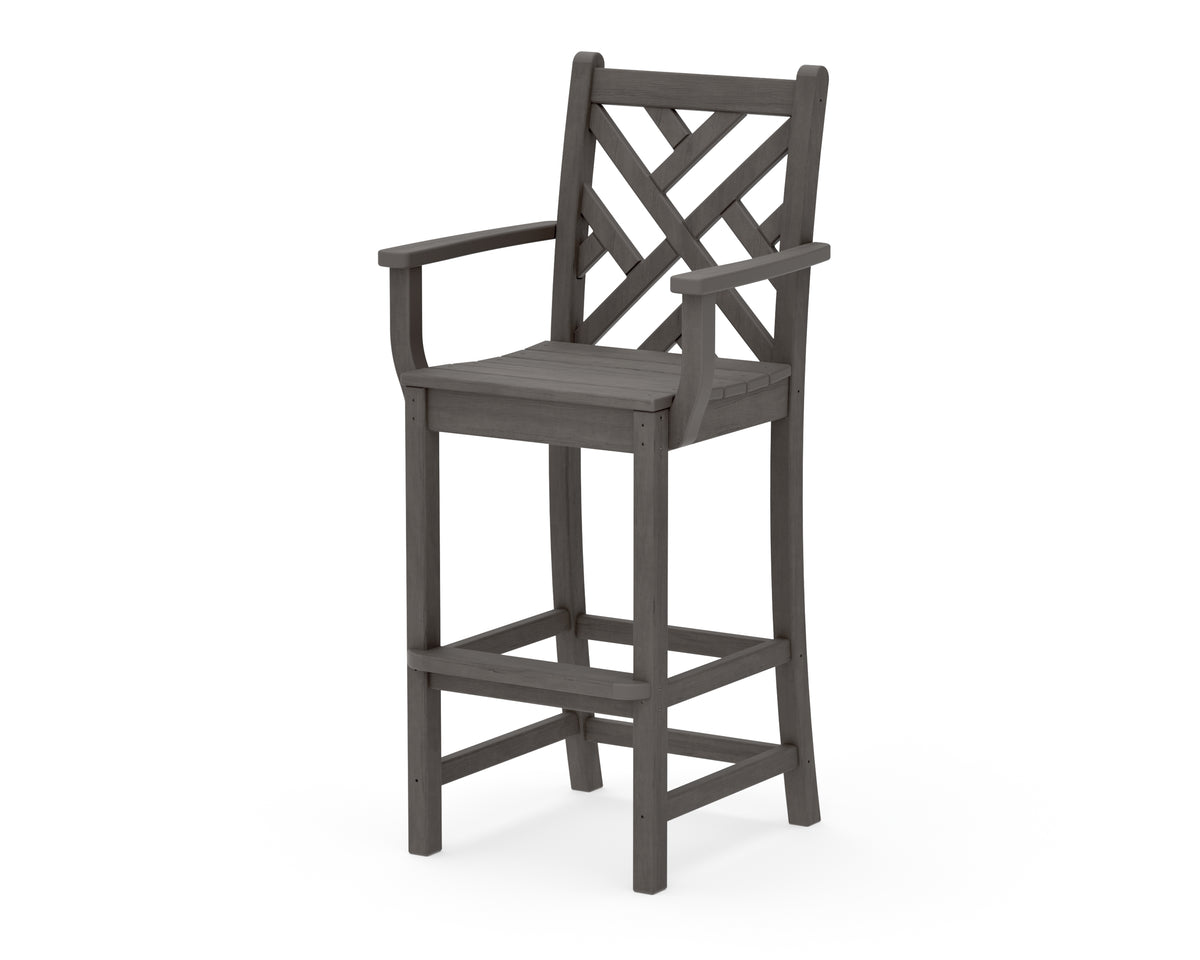 POLYWOOD Chippendale Bar Arm Chair in Driftwood