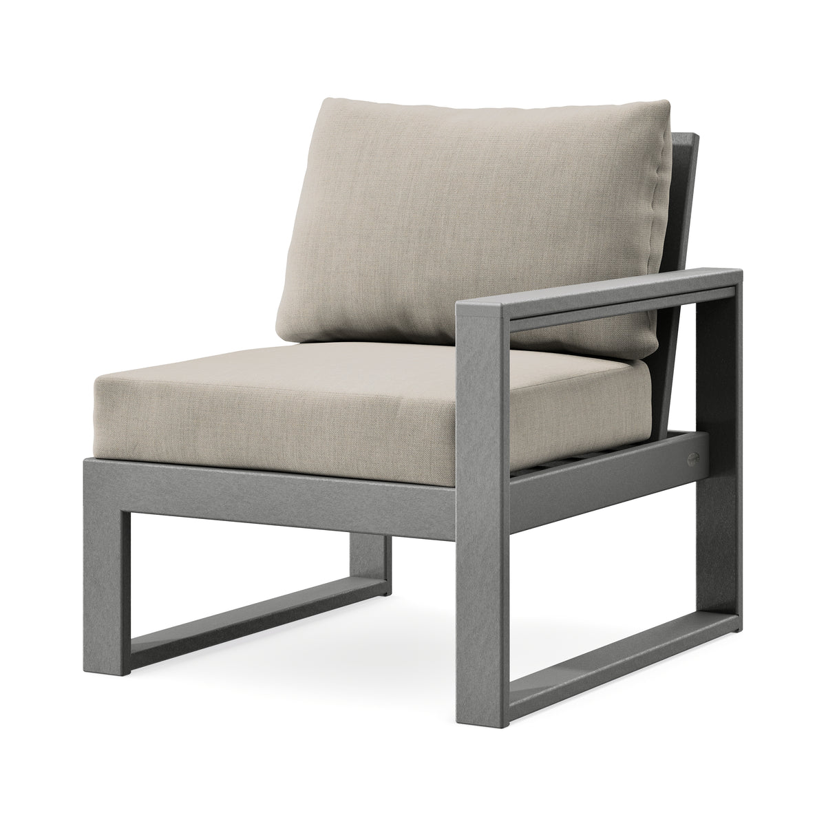 POLYWOOD EDGE Modular Right Arm Chair in Slate Grey / Cast Ash