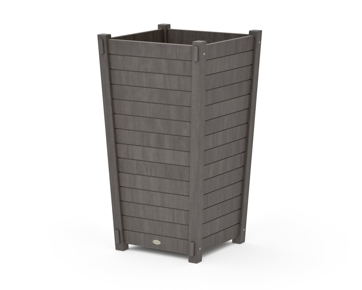 POLYWOOD Nautical Large Tapered Square Tall Planter Box in Driftwood