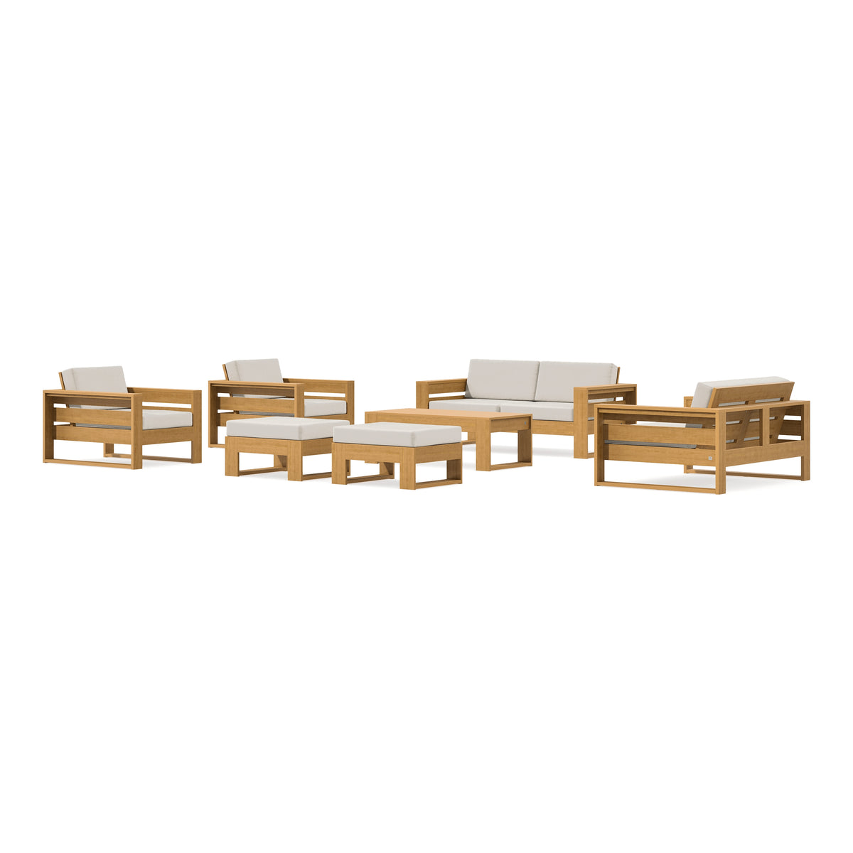POLYWOOD PW Designer Series Latitude 7-Piece Lounge Loveseat Set in Natural / Dune Burlap