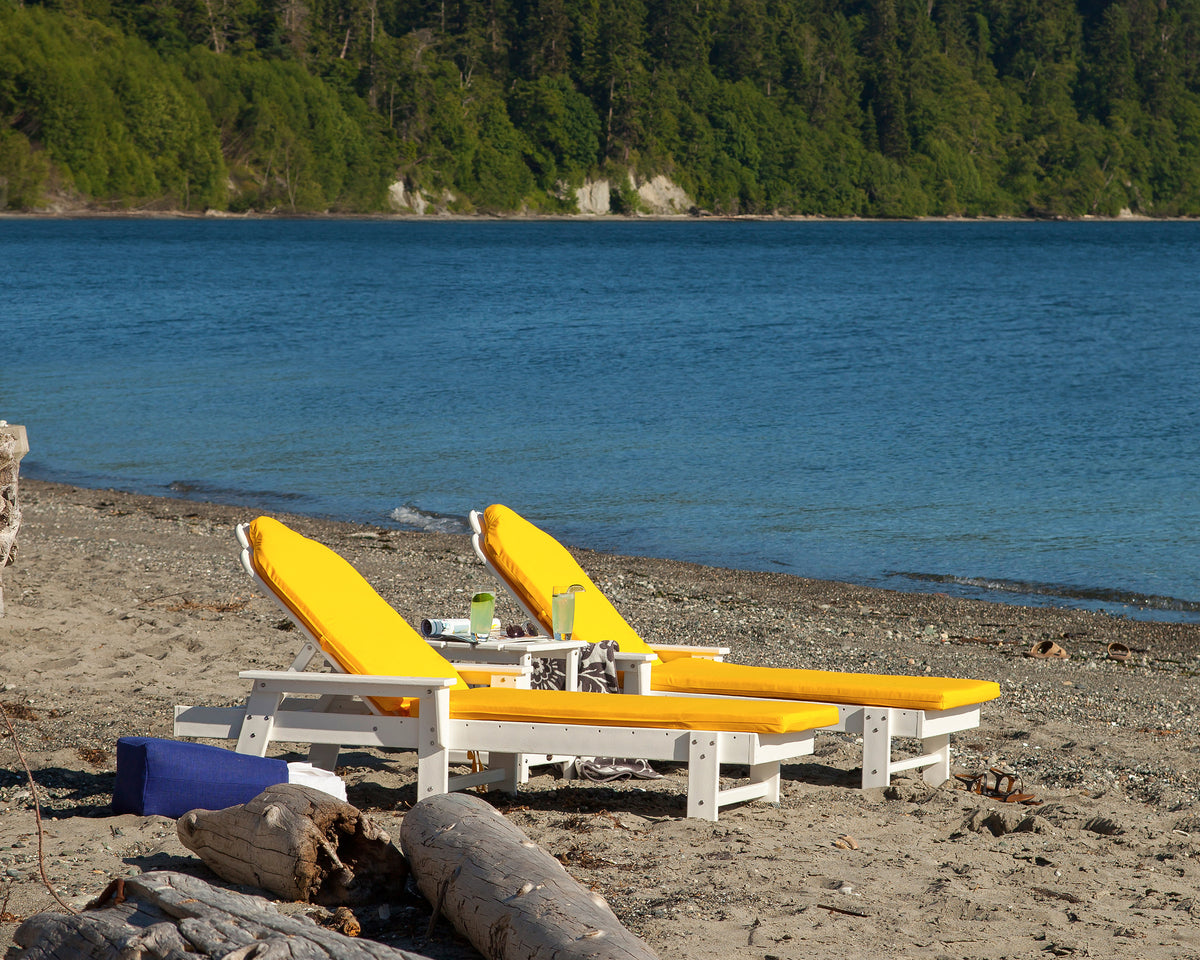 POLYWOOD Long Island Chaise 3-Piece Set in an outdoor setting