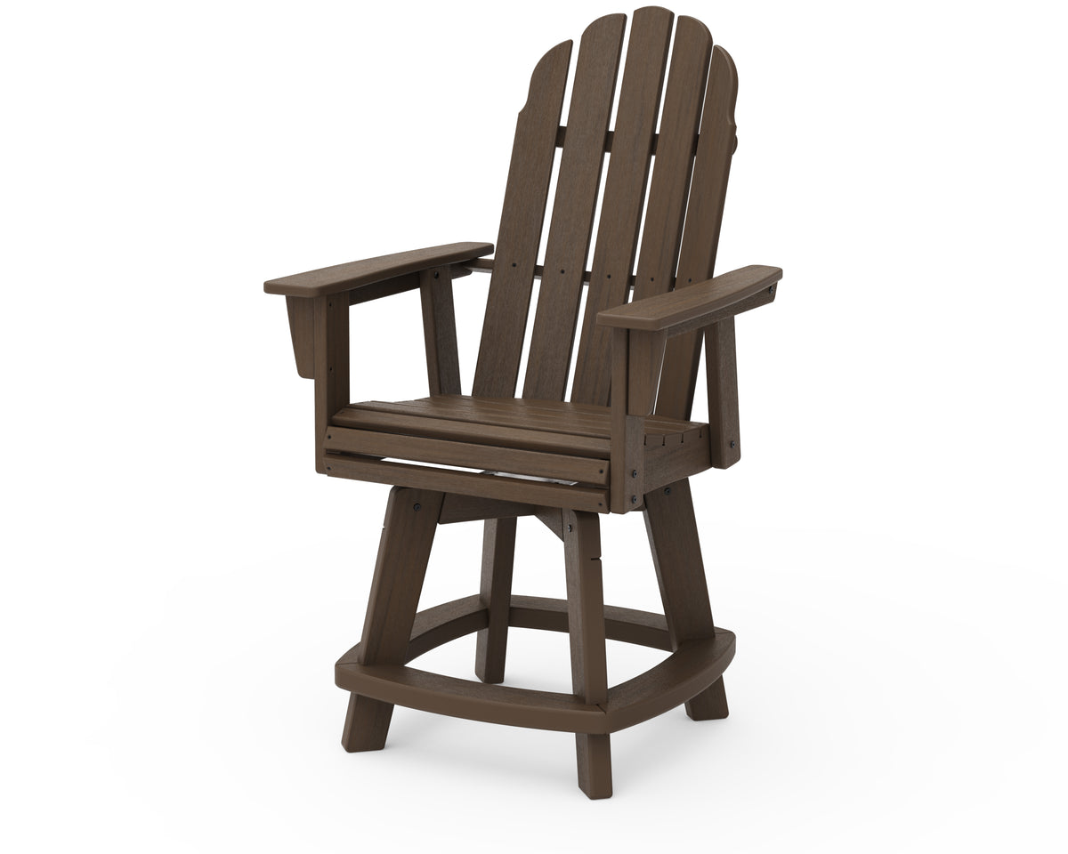 POLYWOOD Vineyard Curveback Adirondack Swivel Counter Chair in Kona