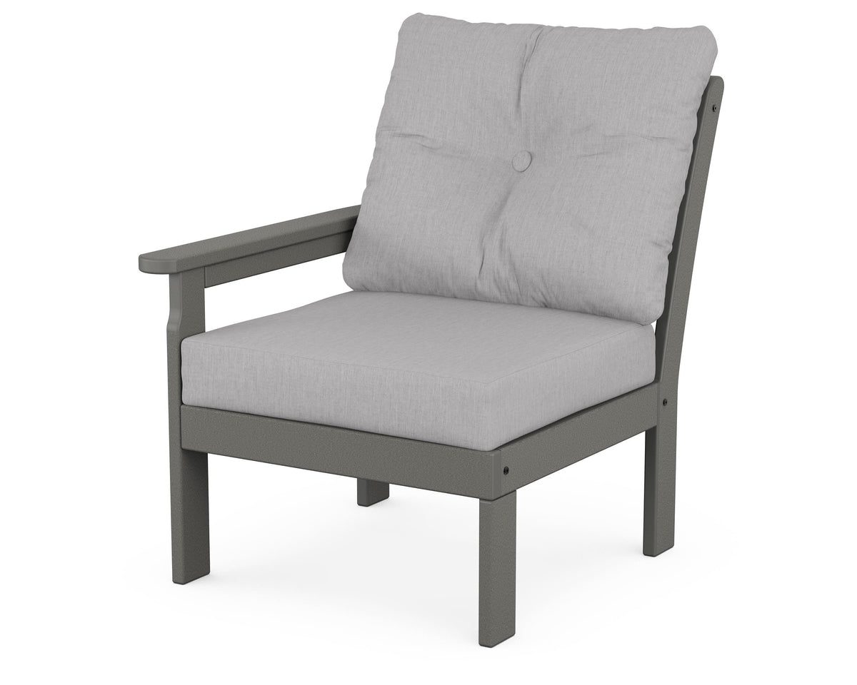 POLYWOOD Vineyard Modular Left Arm Chair in Slate Grey / Granite