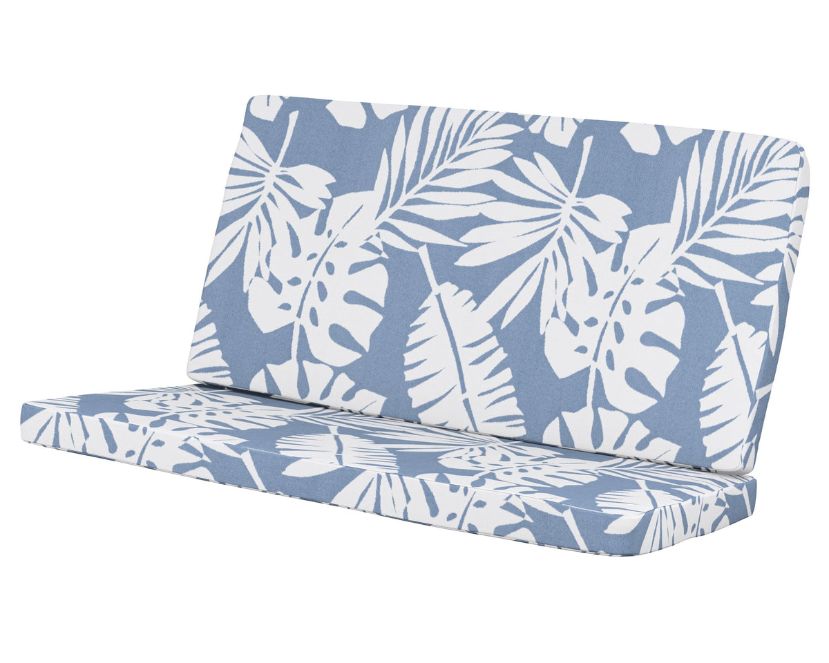 POLYWOOD Modern Loveseat Cushion in Leaf Sky Blue