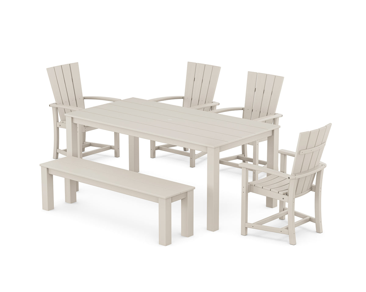 POLYWOOD Quattro 6-Piece Parsons Dining Set with Bench in Sand