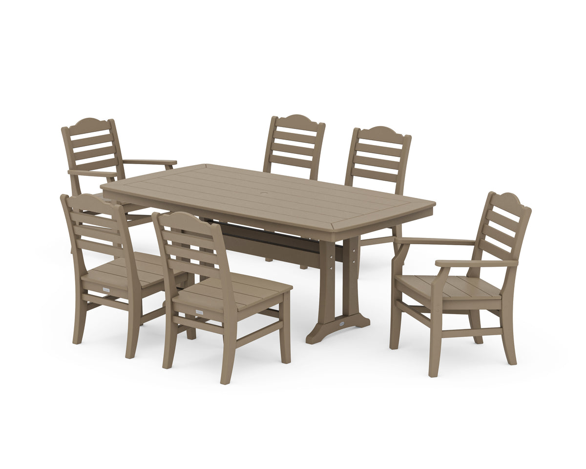 POLYWOOD Savannah 7-Piece Dining Set with Trestle Legs in Vintage Sahara