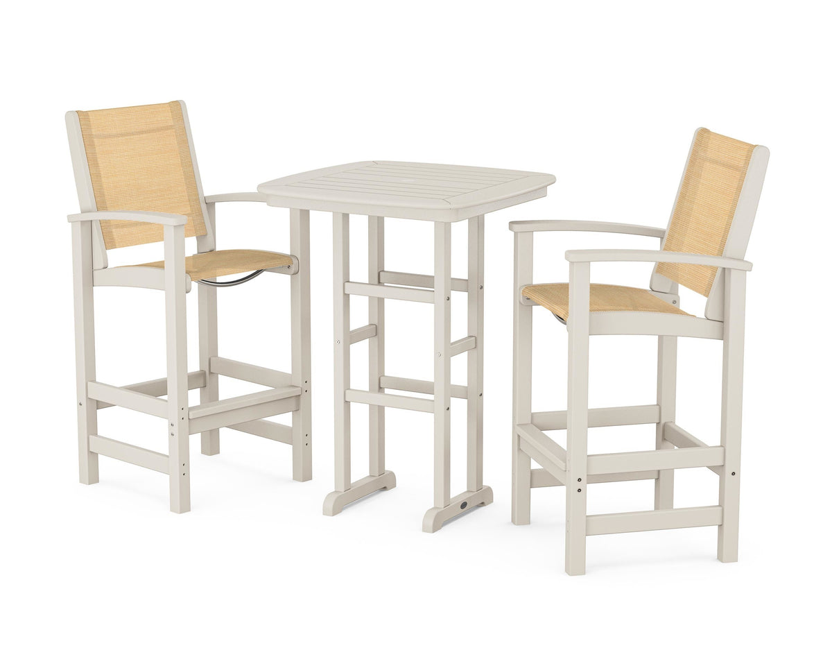 POLYWOOD Coastal 3-Piece Bar Set in Sand / Dupioni Apricot
