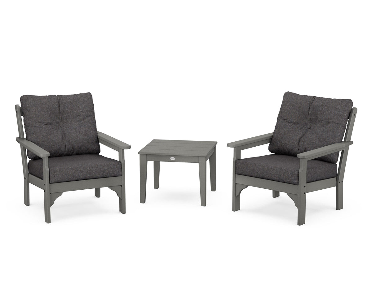 POLYWOOD Vineyard 3-Piece Deep Seating Set in Slate Grey / Ash Charcoal