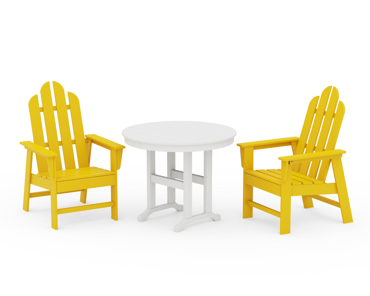POLYWOOD Long Island 3-Piece Round Dining Set in Lemon / White