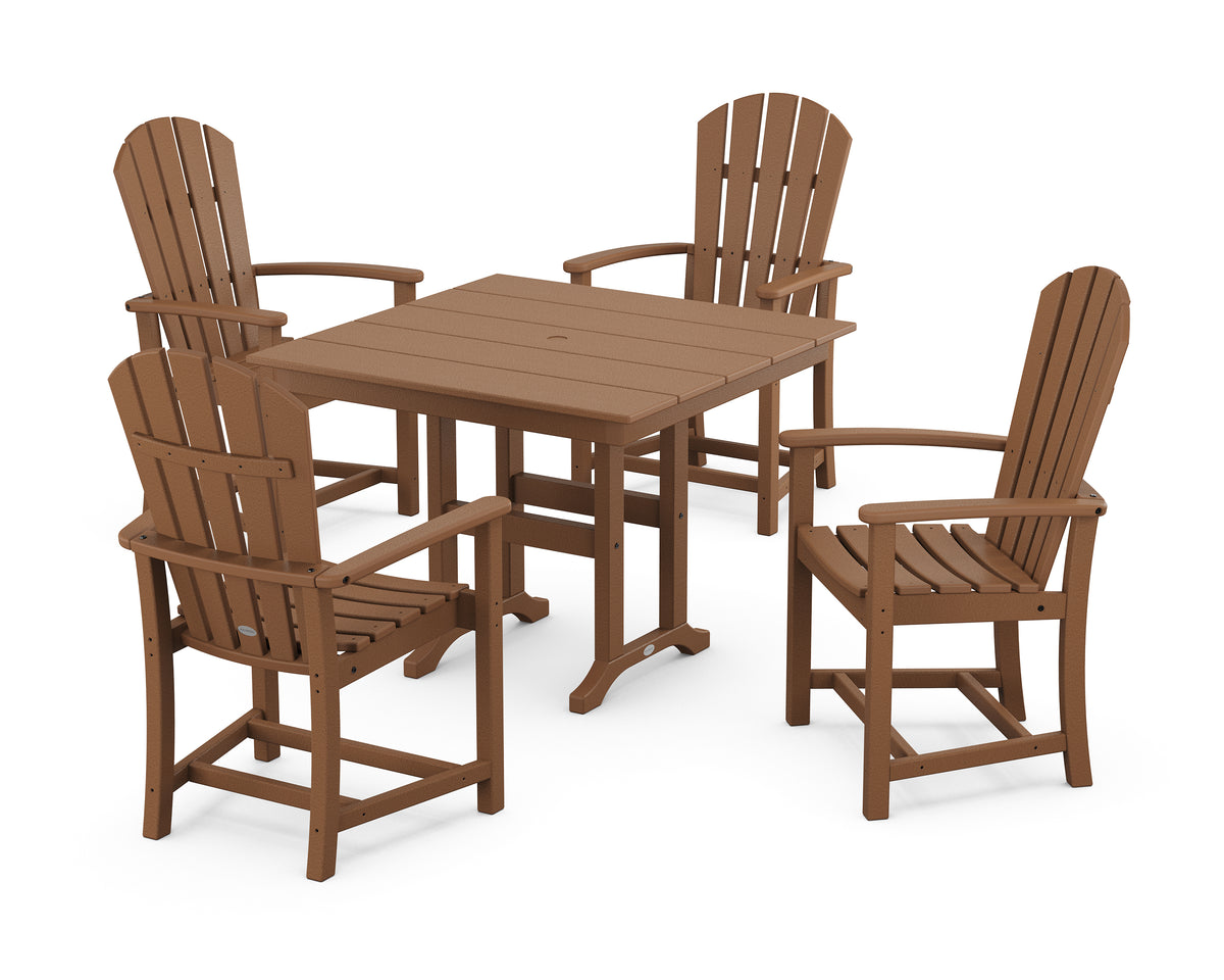 POLYWOOD Palm Coast 5-Piece Farmhouse Dining Set in Teak