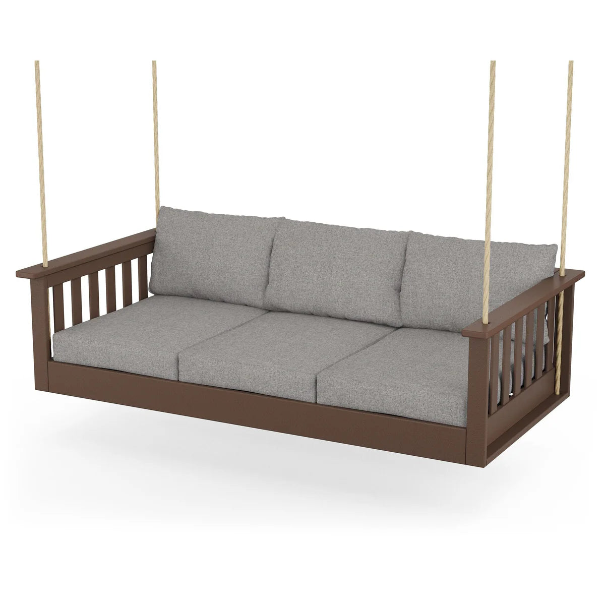 POLYWOOD Vineyard Daybed Swing in Mahogany / Grey Mist