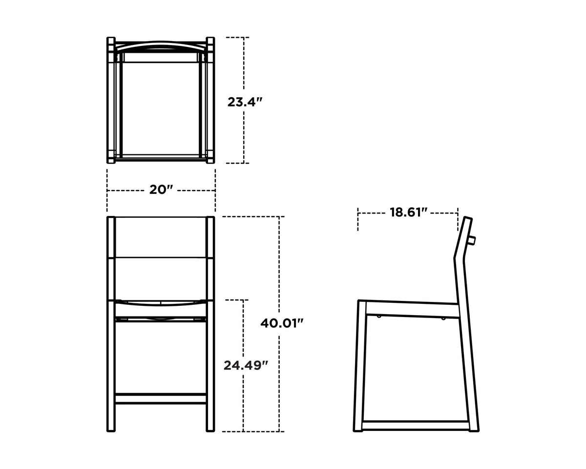 POLYWOOD EDGE Sling Counter Side Chair dimensions