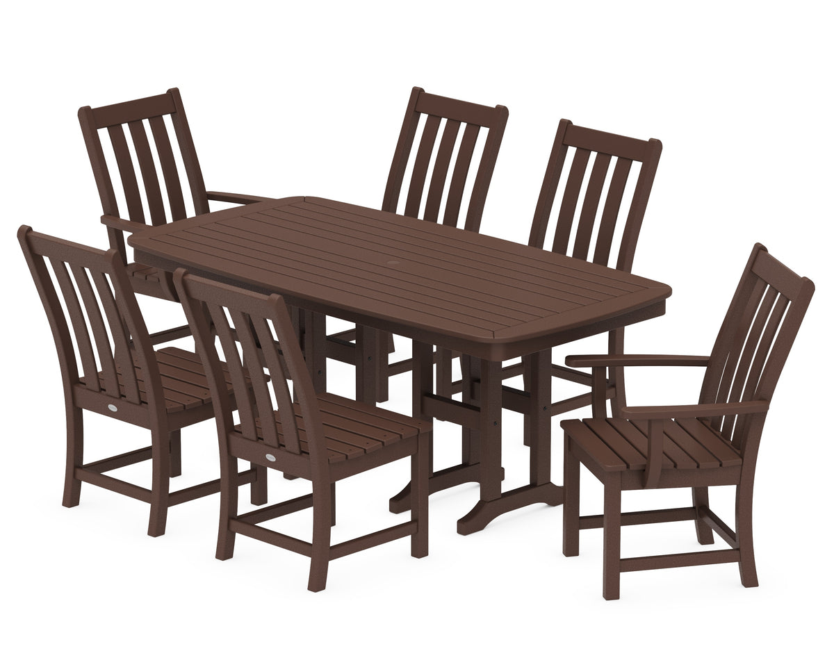 POLYWOOD Vineyard 7-Piece Dining Set - 37" x 72" Table in Mahogany