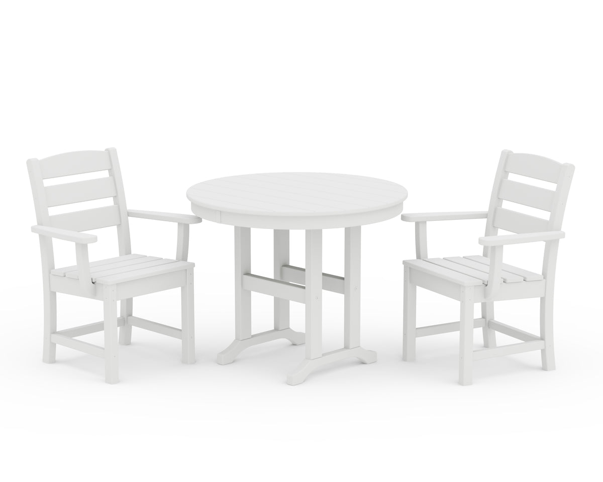 POLYWOOD Lakeside 3-Piece Round Dining Set in White
